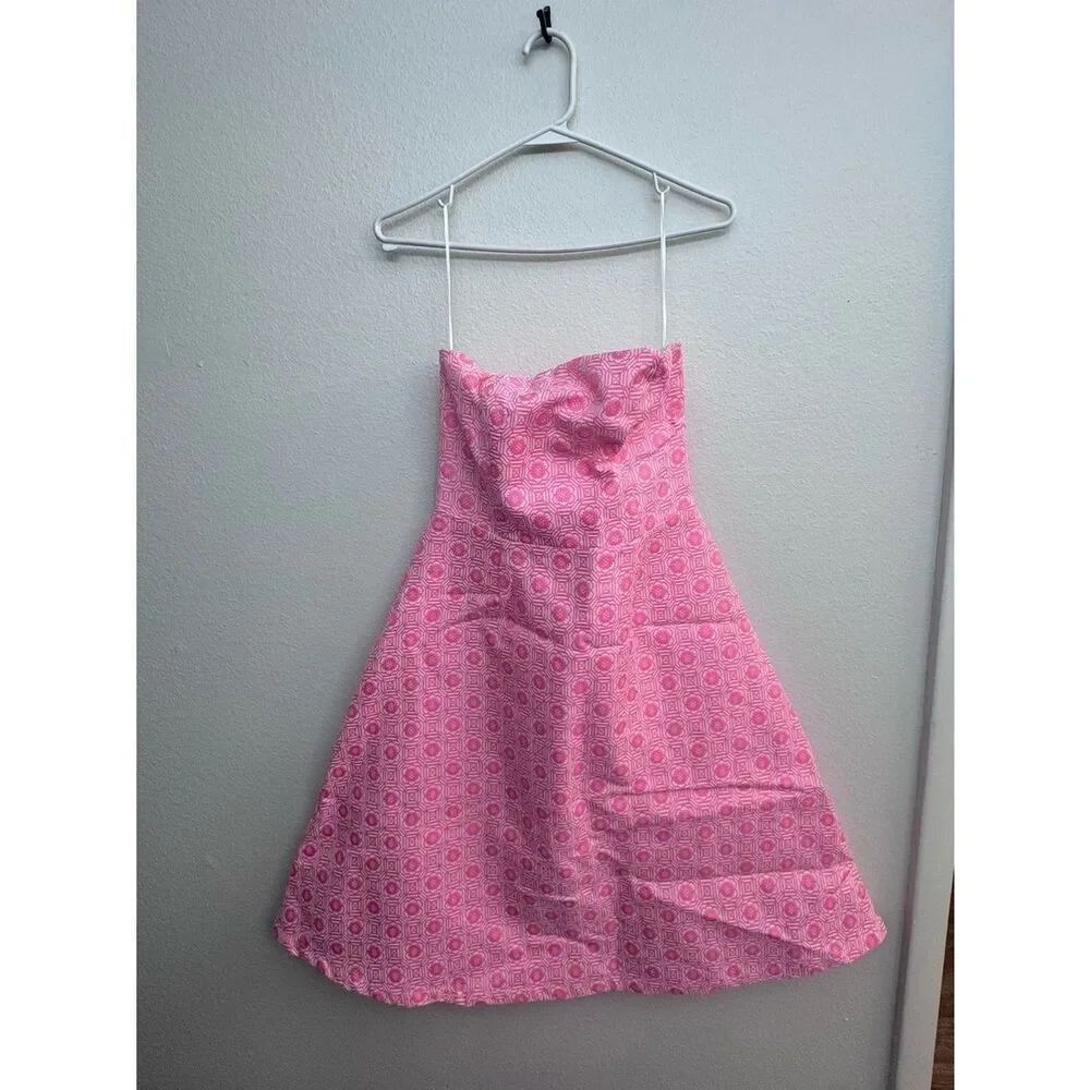 Elorie Strapless Pink & White Dress - Size Small